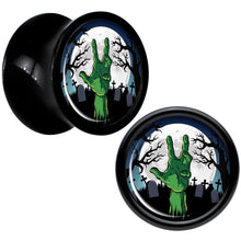 Load image into Gallery viewer, Cemetery Zombie Hand Halloween Black Acrylic Plug Set Available Sizes 0G to 20mm
