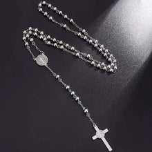 Load image into Gallery viewer, San Benito Golden Plated Stainless Steel Priest Saint Benedict Rosary Necklace
