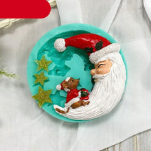 Load image into Gallery viewer, Santa Claus Moon Shape Fondant Silicone Mold With Star For Christmas Chocolate Dessert Biscuit Sugar Baking Cake Tools Santa Crescent Moon Silicon Mold Cake Baking Mold
