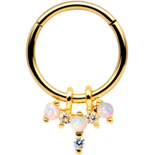 Load image into Gallery viewer, 16G 5/16 White Synthetic Opal Gold Tone Hinged Segment Ring
