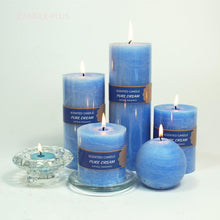 Load image into Gallery viewer, Scented Candles Soy Wax Coconut Oil Smokeless Blue Pillar Candles Smokeless Clean Burning Décor for Home Wedding Church Events
