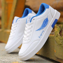 Load image into Gallery viewer, School Casual Leather Mens Sneakers Fashion Flat Outdoor Sneakers Classic Sports Flat Low Top Sneaker Lace-up Fashion Walking Jogging Non Slip Athletic Comfortable Mens Sneakers
