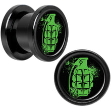 Load image into Gallery viewer, Green Grenade Black Anodized Screw Fit Plug Set 00G
