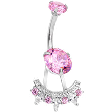 Load image into Gallery viewer, Pink CZ Gem Icy Bling Dangle Belly Ring

