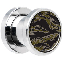 Load image into Gallery viewer, Tiger Camo Print Steel Screw Fit Plug Set 0G
