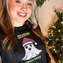 Load image into Gallery viewer, Holiday Christmas Spirit Ghost Black Tee Shirt
