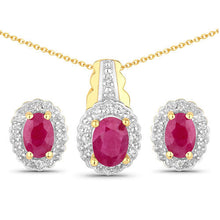Load image into Gallery viewer, 1.94 Carat Genuine Johnson Ruby and White Topaz .925 Sterling Silver Jewelry Set
