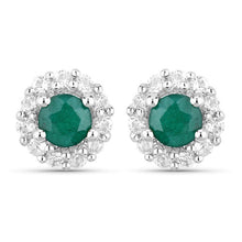 Load image into Gallery viewer, 1.81 Carat Dyed Emerald and White Topaz .925 Sterling Silver Jewelry Set
