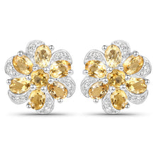 Load image into Gallery viewer, 7.92 Carat Genuine Citrine and White Topaz .925 Sterling Silver 3 Piece Jewelry Set (Ring, Earrings, and Pendant w/ Chain)
