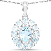 Load image into Gallery viewer, 14.02 Carat Genuine Blue Topaz and White Topaz .925 Sterling Silver 3 Piece Jewelry Set (Ring, Earrings, and Pendant w/ Chain)
