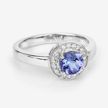 Load image into Gallery viewer, 1.05 Carat Genuine Tanzanite and White Topaz .925 Sterling Silver Ring
