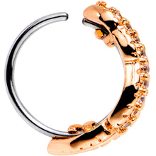 Load image into Gallery viewer, 20G Clear CZ Gem Rose Gold Tone Feather Seamless Circular Ring
