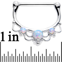 Load image into Gallery viewer, 14G 9/16 White Faux Opal Delicate Flourish Nipple Clicker Set
