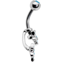Load image into Gallery viewer, Blue Gem Field of Flowers Dangle Belly Ring
