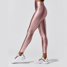 Load image into Gallery viewer, Shape Relaxed Fit Graduated Compression Travel Leggings with Stay in Place Waistband Women's Yoga Pants High Waist Metallic Luster Gym Sportswear Female Legging Tight Pants Shiny Sports Leggings
