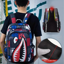 Load image into Gallery viewer, Patterned Shark Nylon Student Backpack

