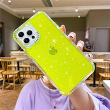 Load image into Gallery viewer, Shining Glitter Shockproof Bumper Phone Case For iPhone 13 12 11 14 Pro Max XR XS Max 13Pro 14 Transparent Soft Cover Cute Pink Glitter Design Transparent Shiny Shockproof Case For Women Girls
