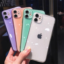Load image into Gallery viewer, Shiny Candy Color Glitter Transparent Phone Case For iPhone 11 Pro X XR XS Max 7 8 Plus 6 6s Soft Silicone Cover Screen Protection Crystal Clear Glitter Transparent Soft Bumper Silicone Sparkling Cover
