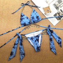 Load image into Gallery viewer, Shiny Diamond Bikini Push Up Halter Swimsuit Female Crystal Swimwear Women Bathing Suit New Women's Crystal Diamond Swimsuit High Cut Bikini Set Straps Two Piece Bathing Suit
