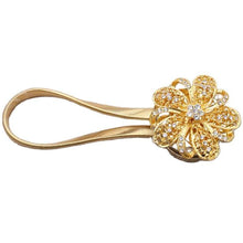 Load image into Gallery viewer, Shiny Flowers Magnetic Curtain Clip Tieback European Style Curtain Clasp Hanging Ball Rope Straps Home Decoration Accessories Crystal Curtain Magnetic Tieback Flower Curtain Clips Buckle with Stretchy Wire Rope For Home Office Decoration
