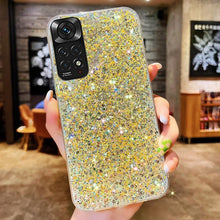Load image into Gallery viewer, Shiny Glitter Silicone Case for Xiaomi Redmi Note 11 11S 10 10S 9 9S 9A 9C 8 8A Pro Gold Silver Foil Soft Back Cover Cute Sparkle Bling Shiny Slim Soft Reflective Clear Bumper Case for Girl Women Protective Cover
