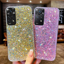Load image into Gallery viewer, Shiny Glitter Silicone Case for Xiaomi Redmi Note 11 11S 10 10S 9 9S 9A 9C 8 8A Pro Gold Silver Foil Soft Back Cover Cute Sparkle Bling Shiny Slim Soft Reflective Clear Bumper Case for Girl Women Protective Cover
