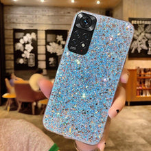 Load image into Gallery viewer, Shiny Glitter Silicone Case for Xiaomi Redmi Note 11 11S 10 10S 9 9S 9A 9C 8 8A Pro Gold Silver Foil Soft Back Cover Cute Sparkle Bling Shiny Slim Soft Reflective Clear Bumper Case for Girl Women Protective Cover
