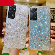 Load image into Gallery viewer, Shiny Glitter Silicone Case for Xiaomi Redmi Note 11 11S 10 10S 9 9S 9A 9C 8 8A Pro Gold Silver Foil Soft Back Cover Cute Sparkle Bling Shiny Slim Soft Reflective Clear Bumper Case for Girl Women Protective Cover
