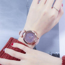 Load image into Gallery viewer, Shiny Luxury Student Watch Womens Star Quartz Watch Fashion Casual Womens Watch Bracelet Set Dial Woman Children Set Bracelet Watch Leather Band Luxury Quartz Watches
