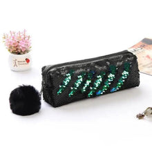 Load image into Gallery viewer, Shiny Reversible Girls Pencil Case Glitter Design Double Color Zipper Make Up Bag Stationery Case For Students
