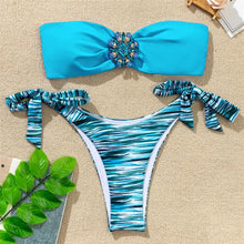 Load image into Gallery viewer, Shiny Rhinestone Strapless Bikini Female Women 2PCS Shiny Diamond Bikini Set Bra Swimsuit  Bathing Suit Swimsuit Women Swimwear Two-pieces Luxury Bikini Set Bather Bathing Suit Swimwear
