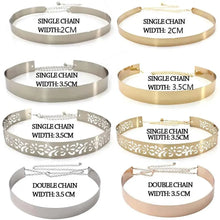 Load image into Gallery viewer, Shiny Women Metal Belt Luxurious Gold Dress Chain Belts Elegant Polished Adjustable Metal Mirror Waist Belt
