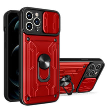 Load image into Gallery viewer, Shockproof Case for iPhone 13 12 11 Pro Max With Card Slot Ring Stand Camera Protection Phone Cover for iPhone XR XS Max Removable Card Holder Ring Holder Shockproof Protection Cover
