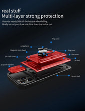 Load image into Gallery viewer, Shockproof Case for iPhone 13 12 11 Pro Max With Card Slot Ring Stand Camera Protection Phone Cover for iPhone XR XS Max Removable Card Holder Ring Holder Shockproof Protection Cover
