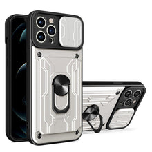Load image into Gallery viewer, Shockproof Case for iPhone 13 12 11 Pro Max With Card Slot Ring Stand Camera Protection Phone Cover for iPhone XR XS Max Removable Card Holder Ring Holder Shockproof Protection Cover
