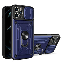 Load image into Gallery viewer, Shockproof Case for iPhone 13 12 11 Pro Max With Card Slot Ring Stand Camera Protection Phone Cover for iPhone XR XS Max Removable Card Holder Ring Holder Shockproof Protection Cover
