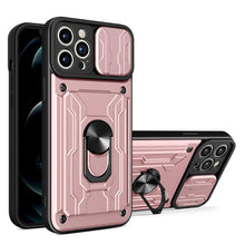 Load image into Gallery viewer, Shockproof Case for iPhone 13 12 11 Pro Max With Card Slot Ring Stand Camera Protection Phone Cover for iPhone XR XS Max Removable Card Holder Ring Holder Shockproof Protection Cover
