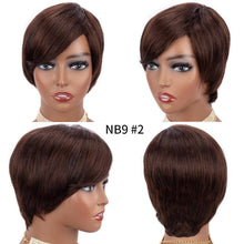 Load image into Gallery viewer, Short Pixie Cut Wig Human Hair Wigs Straight Bob Wigs With Bangs Full Machine Human Hair Wig for Black Women Black &amp; Ombre Wigs For Black Women Gifts for Girlfriends
