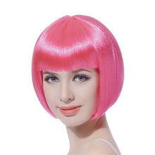 Load image into Gallery viewer, Short Straight Synthetic Blonde Pink Red Black Brown Blue 10" Bob Wigs with Bangs for Women Halloween Cosplay Party For Black Women Gifts for Girlfriends
