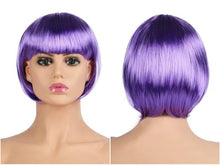 Load image into Gallery viewer, Short Straight Synthetic Blonde Pink Red Black Brown Blue 10" Bob Wigs with Bangs for Women Halloween Cosplay Party For Black Women Gifts for Girlfriends
