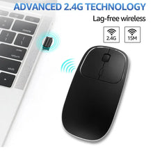 Load image into Gallery viewer, Silent White Slim 2.4G Wireless Rechargeable USB Portable Mouse Ultra Thin 1600DPI  Noiseless Ergonomic Mice For Laptop
