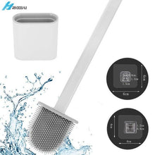 Load image into Gallery viewer, Silicone Bristles Toilet Brush And Holder For Bathroom Storage And Organization Compact Wall Hang Cleaning Kit Accessories Silicone Toilet Brush With Holder Bathroom Toilet Bowl Brush Set Non-Slip Handle Wall Mounted Floor Standing
