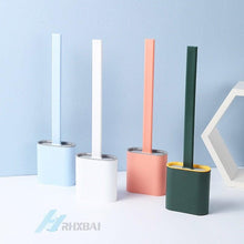 Load image into Gallery viewer, Silicone Bristles Toilet Brush And Holder For Bathroom Storage And Organization Compact Wall Hang Cleaning Kit Accessories Silicone Toilet Brush With Holder Bathroom Toilet Bowl Brush Set Non-Slip Handle Wall Mounted Floor Standing
