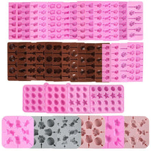 Load image into Gallery viewer, Silicone Lollipop Molds Chocolate And Candy Molds Cake Mold Variety Shapes Cake Pastry Decorating Form Silicone Bakeware Silicone Lollipop Mold Shape Of Swirl Heart Bunny Star Butterfly Little Bear Flower Sucker Molds Chocolate Hard Candy Molds
