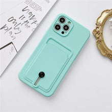 Load image into Gallery viewer, Silicone Pink Wallet Card Holder Phone Case For Iphone 14 13 12 Pro Max Fashion Shockproof Lens Protection Cover Soft Silicone Wallet Card Holder Cover For Iphone
