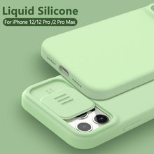 Load image into Gallery viewer, Silicone Soft Slim Cover Shockproof Full Protective Anti Scratch Case For iPhone 14 Pro Max Case Silicone Soft Case For iPhone 13 Pro Slide Camera Protect Privacy Cover for iPhone 12

