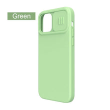 Load image into Gallery viewer, Silicone Soft Slim Cover Shockproof Full Protective Anti Scratch Case For iPhone 14 Pro Max Case Silicone Soft Case For iPhone 13 Pro Slide Camera Protect Privacy Cover for iPhone 12
