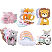 Load image into Gallery viewer, Silicone Teether Rodent Cartoon Animals 1pc Food Grade Silicone Pandents,  Teething Toys For Teeth Tiny Rod Baby Teethers Gift
