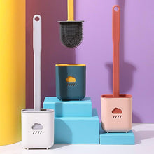 Load image into Gallery viewer, Silicone Toilet Brush Cleaner Toilet Brush With Holder Flat Head Flexible Soft Bristles Brush Bathroom Accessory Gap Cleaning Toilet Brush Wall Mounting Toilet Brush No-Slip Long Handle Soft Silicone Bristle Toilet Corner Cleaner
