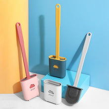 Load image into Gallery viewer, Silicone Toilet Brush Cleaner Toilet Brush With Holder Flat Head Flexible Soft Bristles Brush Bathroom Accessory Gap Cleaning Toilet Brush Wall Mounting Toilet Brush No-Slip Long Handle Soft Silicone Bristle Toilet Corner Cleaner
